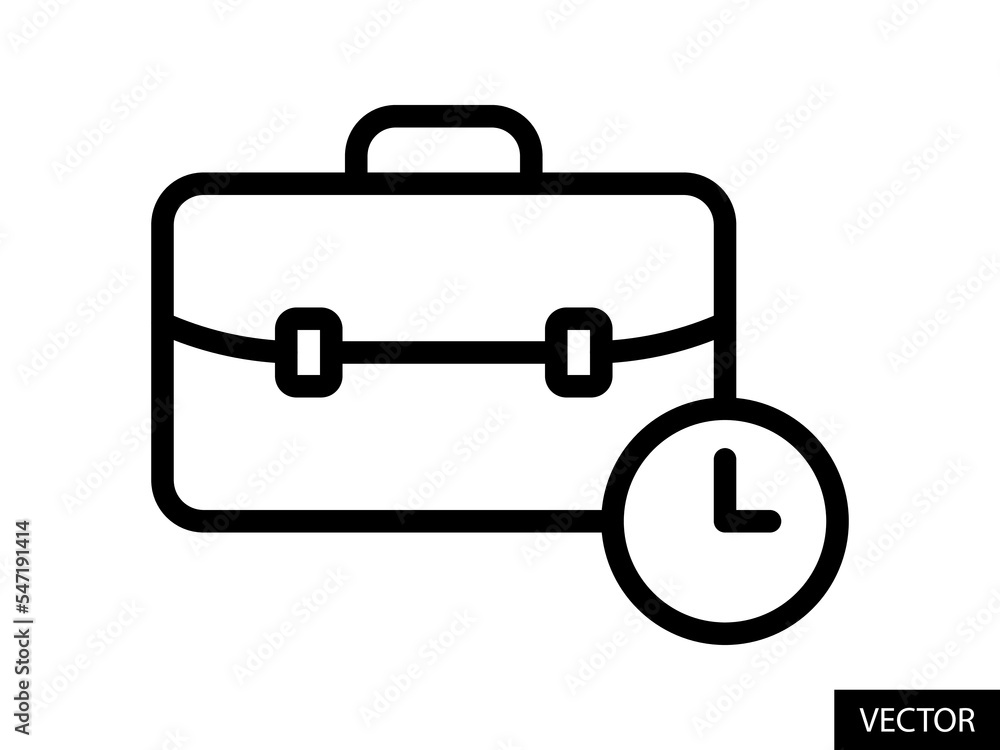 Poster briefcase and clock, work experience vector icon in line style design for website, app, ui, isolated