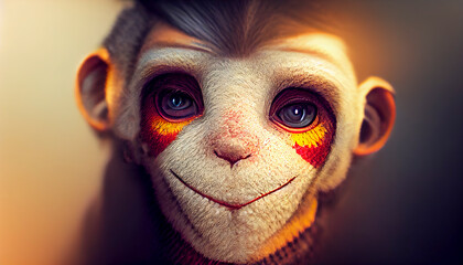 Fototapeta premium Monkey, generative ai illustration
