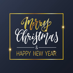 Handwritten Christmas and New Year greetings, modern calligraphy lettering