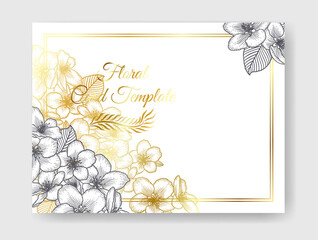 Floral wedding invitation golden elegant card template