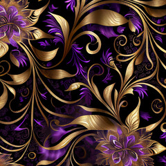 Purple and Gold detailed floral pattern