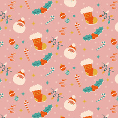 seamless christmas pattern with santa.