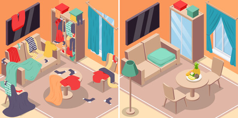 Messy Room Isometric Set