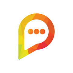 Letter P chat bubble communication logo. Bubble chat with initial letter P logo design.