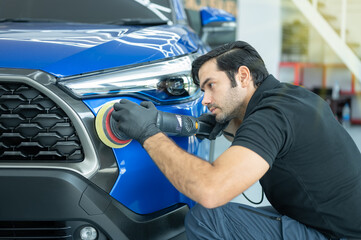 Fototapeta na wymiar Car detailing concept. Auto cleaning and polish.