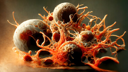 Cancer cells, growth of tumor, illustration