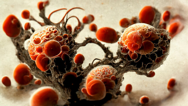 Cancer cells, growth of tumor, generative ai illustration