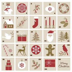 advent calendar with Christmas illustrations