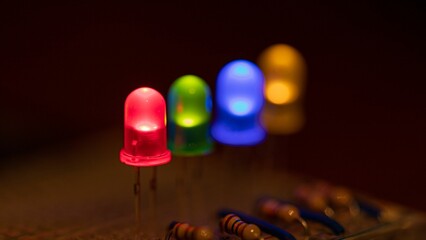 Closeup shot of colorful led lights