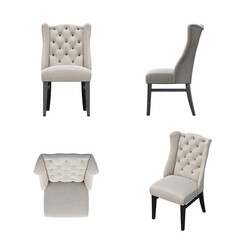 chair isolated on white background, interior furniture, 3D illustration, cg render