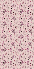 Vector seamless floral pattern with wild rose, twig