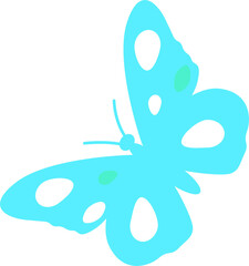 Turquoise butterfly silhouette semi flat color raster object. Monarch tattoo idea. Full sized item on white. Spirit animal simple cartoon style illustration for web graphic design and animation