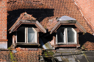 Two broken attic windows