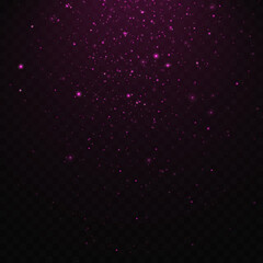 Purple stars glitter on transparent background.