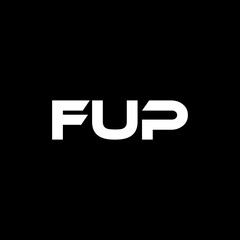 FUP letter logo design with black background in illustrator, vector logo modern alphabet font overlap style. calligraphy designs for logo, Poster, Invitation, etc.