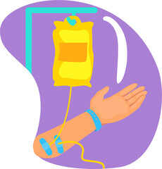 Intravenous injection 2D raster isolated illustration. Medical technique flat sticker on cartoon background. Delivering medication into vein colourful scene for mobile, website, presentation