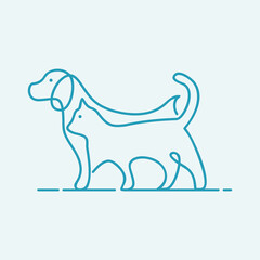Simple illustration logo of dog with cat