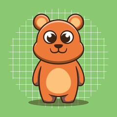 Cute bear mascot with big head vector cartoon illustration