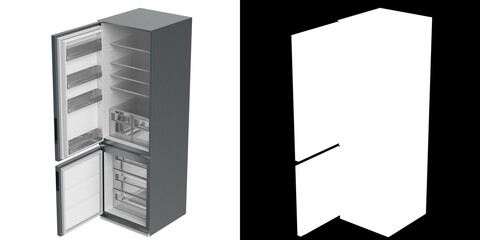 3D rendering illustration of a refrigerator
