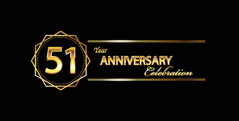 51 anniversary celebration. 51st anniversary celebration. 51 year anniversary celebration with gold shine and black background.