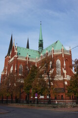 Fototapeta na wymiar Rear view of Cathedral Basilica of the Holy Family (Bazylika archikatedralna Swietej Rodziny). Czestochowa, Poland.