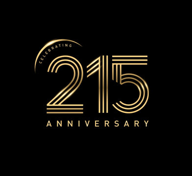 215 years anniversary celebration logotype. elegant modern number gold color