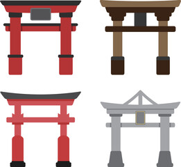 Collection of Torii decoration, Japanese culture element.