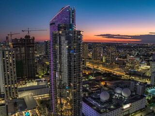 View of Downtown Miami on Sunset