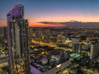View of Downtown Miami on Sunset
