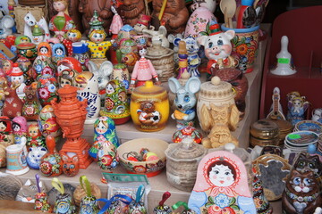 Works of local artisans in the provincial town of Gorodets