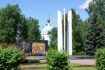 Monument to local residents who died during the 1941-1945 war in the provincial town of Gorodets in Russia