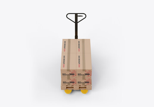 Hand Pallet Truck with Boxes Mockup