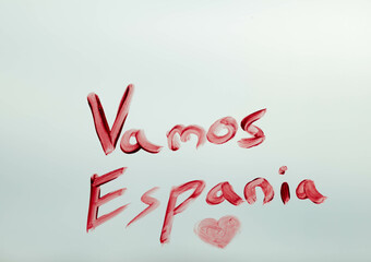 sign on the window  - vamos espania
