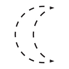 Crescent symbol dashed shape vector icon for creative graphic design ui element in a pictogram illustration