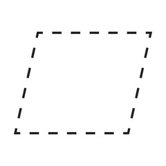 Parallelogram shape dashed symbol vector icon for creative graphic design ui element in a pictogram illustration