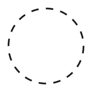 Circle shape dashed icon vector geometry symbol for creative graphic design  in a flat color pictogram illustration