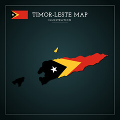 Timor Leste Map Flag Vector Illustration