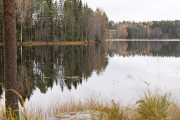 Late autumn lake view in Eastern Finland