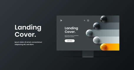 Modern display mockup presentation illustration. Colorful landing page vector design concept.