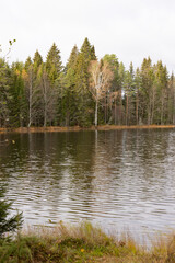 Late autumn lake view in Eastern Finland