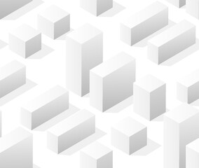 A vector isometric illustration of a white city seamless tile street buildings
