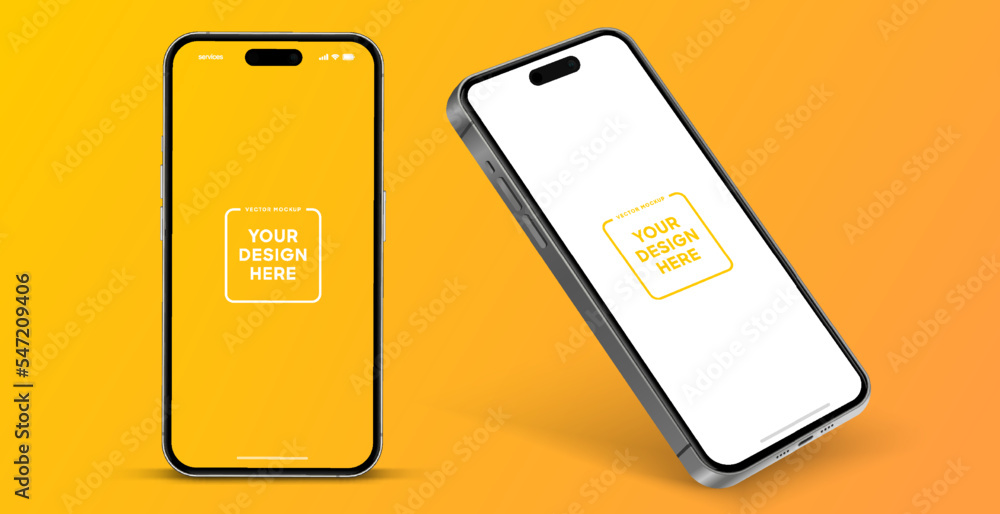 Leinwandbilder 3D realistic high quality smartphone mockup with isolated background. Smart phone mockup collection. Device front view. 3D mobile phone with shadow on white background.