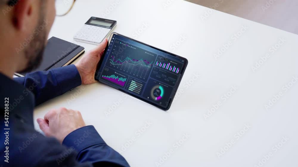 Poster Businessman Using Analytics Data KPI Dashboard