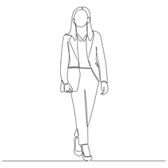 Continuous Line Drawing Business Woman Vector Line Art Illustration