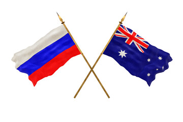 Background for designers. National Day. 3D model National flags  of Russia and Australia