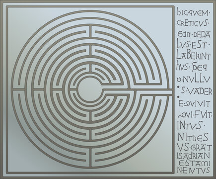 Labyrinth of the Cathedral of San Martino in Lucca, Tuscany, Italy, vector illustration