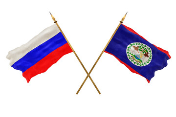 Background for designers. National Day. 3D model National flags  of Russia and Belize
