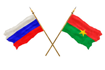 Background for designers. National Day. 3D model National flags  of Russia and Burkina Faso
