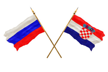 Background for designers. National Day. 3D model National flags  of Russia and Croatia