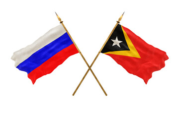 Background for designers. National Day. 3D model National flags  of Russia and East Timor